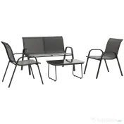 Outsunny Set Mobilier de Grădină din 4 Piese cu Canapea, 2 Scaune Stivuibile și Măsuță de Cafea, 113x66x79 cm, Negru | Aosom Romania 