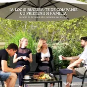 Outsunny Set Mobilier de Grădină din 4 Piese cu Canapea, 2 Scaune Stivuibile și Măsuță de Cafea, 113x66x79 cm, Negru | Aosom Romania 