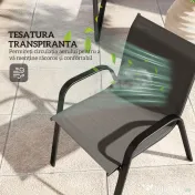Outsunny Set Mobilier de Grădină din 4 Piese cu Canapea, 2 Scaune Stivuibile și Măsuță de Cafea, 113x66x79 cm, Negru | Aosom Romania 
