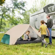 Outsunny Cort de Camping pentru 2 Persoane cu 2 Uși, 2 Ferestre cu Plasă și Geantă de Transport, 280x225x110 cm, Bej | Aosom Romania 