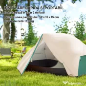 Outsunny Cort de Camping pentru 2 Persoane cu 2 Uși, 2 Ferestre cu Plasă și Geantă de Transport, 280x225x110 cm, Bej | Aosom Romania 