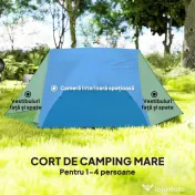 Outsunny Cort de Camping pentru 2 Persoane cu 2 Uși, 2 Ferestre cu Plasă și Geantă de Transport, 280x225x110 cm, Bej | Aosom Romania 