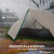 Outsunny Cort de Camping pentru 2 Persoane cu 2 Uși, 2 Ferestre cu Plasă și Geantă de Transport, 280x225x110 cm, Bej | Aosom Romania 
