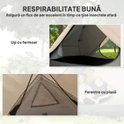 Outsunny Cort de Camping pentru 2 Persoane cu 2 Uși, 2 Ferestre cu Plasă și Geantă de Transport, 280x225x110 cm, Bej | Aosom Romania 