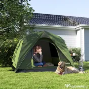 Outsunny Cort de Camping pentru 3 Persoane cu Buzunare și Geantă de Transport, 200x200x135 cm, Verde | Aosom Romania 