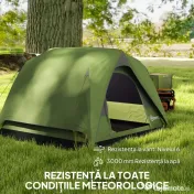 Outsunny Cort de Camping pentru 3 Persoane cu Buzunare și Geantă de Transport, 200x200x135 cm, Verde | Aosom Romania 