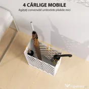 HOMCOM Suport pentru umbrele de design cu tavă pentru colectarea picăturilor și 4 cârlige din metal, 28x14x41 cm, alb