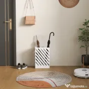HOMCOM Suport pentru umbrele de design cu tavă pentru colectarea picăturilor și 4 cârlige din metal, 28x14x41 cm, alb
