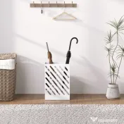 HOMCOM Suport pentru umbrele de design cu tavă pentru colectarea picăturilor și 4 cârlige din metal, 28x14x41 cm, alb