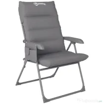 Outsunny Scaun de Camping Pliabil cu Spătar Înalt Reglabil în 5 Poziții și Buzunare Laterale, 66x58x105 cm, Gri Deschis | Aosom Romania