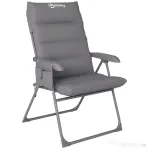 Outsunny Scaun de Camping Pliabil și Reglabil pe 5 Niveluri cu Buzunare Laterale, 66x58x105 cm, Gri Deschis