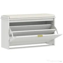 HOMCOM Bancă pentru Pantofi cu Raft Interior Reglabil și Detașabil, 80x26x47.5 cm, Alb și Bej | Aosom Romania