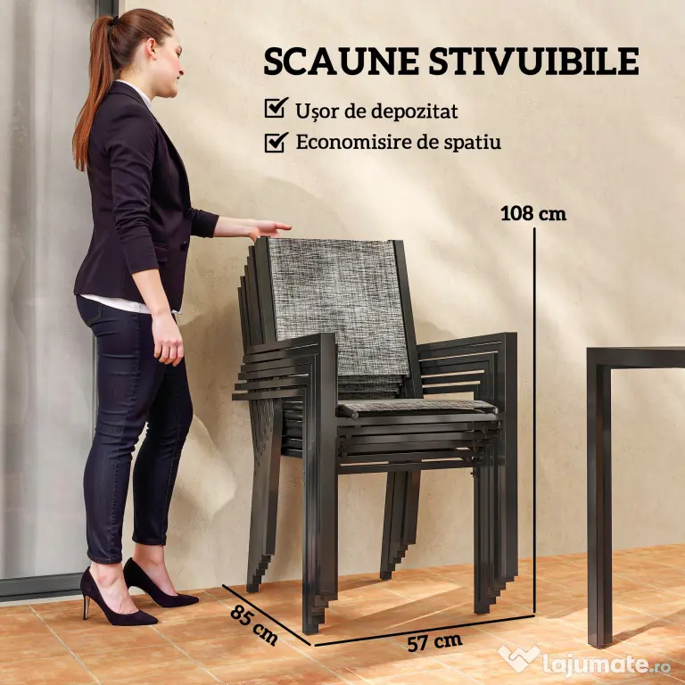 Set Exterior Outsunny: Masă WPC + 6 Scaune. | Aosom Romania
