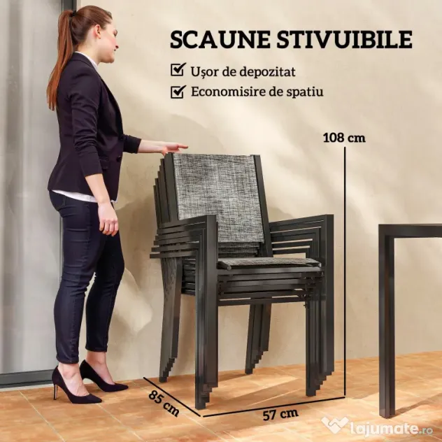Set Exterior Outsunny: Masă WPC + 6 Scaune. | Aosom Romania