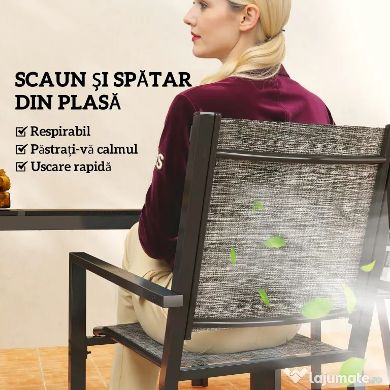 Set Exterior Outsunny: Masă WPC + 6 Scaune. | Aosom Romania
