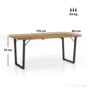 Outsunny Masă de Grădină pentru 6 Persoane cu Orificiu pentru Umbrelă, 175x80x75 cm, Maro