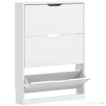 HOMCOM Pantofar Slim cu 3 Sertare Rabatabile cu Decupaj Inferior, din Lemn, 80x17x108 cm, Alb