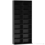 HOMCOM Raft pentru CD-uri cu 14 Rafturi Reglabile, Capacitate de 640 CD-uri/360 DVD-uri, 78.5x24x175 cm, Negru