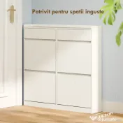 HOMCOM Dulap pentru Pantofi cu 4 Sertare Rabatabile și 2 Sertare Glisante Alb | Aosom Romania 