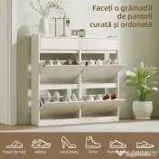 HOMCOM Dulap pentru Pantofi cu 4 Sertare Rabatabile și 2 Sertare Glisante Alb | Aosom Romania 