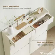 HOMCOM Dulap pentru Pantofi cu 4 Sertare Rabatabile și 2 Sertare Glisante Alb | Aosom Romania 