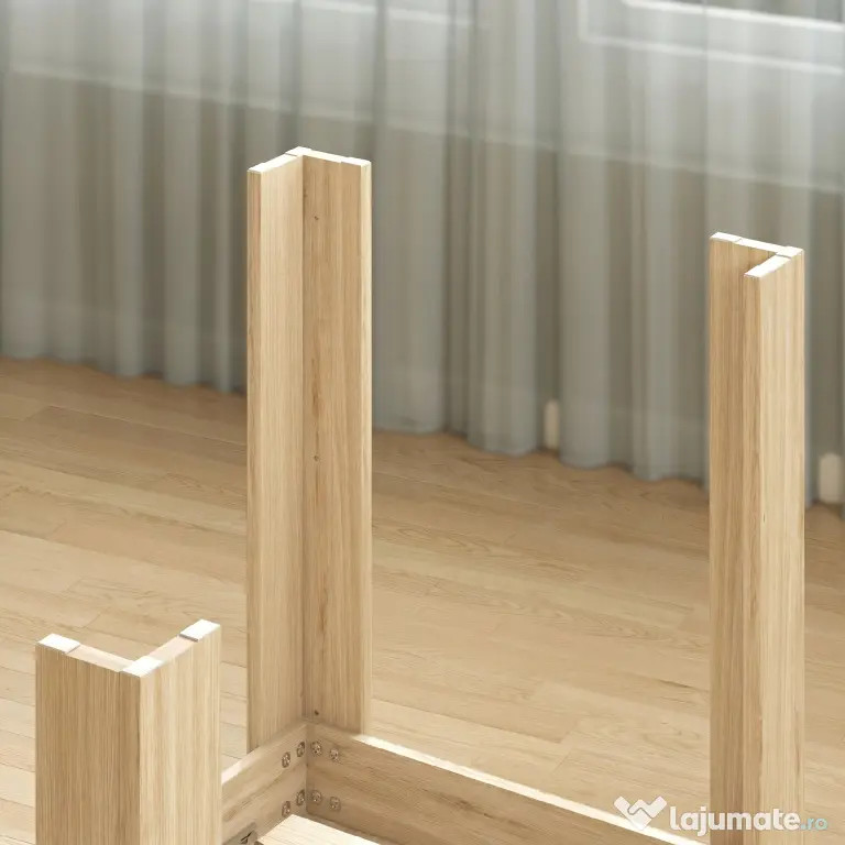 HOMCOM Masa extensibilă, 140-180 cm, finisaj lemn natural, pentru 6-8 persoane | Aosom Romania
