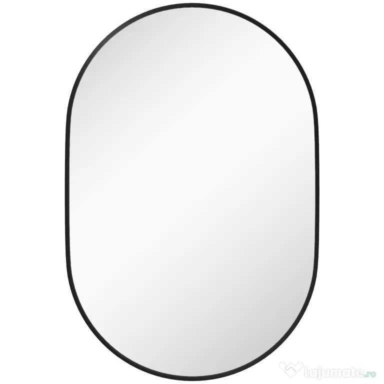 HOMCOM Oglindă pentru Baie cu Ramă din Aluminiu, 40x70 cm, Negru | Aosom Romania