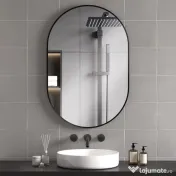 HOMCOM Oglindă pentru Baie cu Ramă din Aluminiu, 40x70 cm, Negru | Aosom Romania 