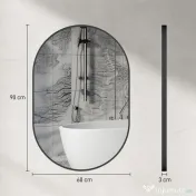 HOMCOM Oglindă pentru Baie cu Ramă din Aluminiu, 40x70 cm, Negru | Aosom Romania 