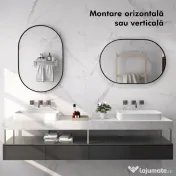 HOMCOM Oglindă pentru Baie cu Ramă din Aluminiu, 40x70 cm, Negru | Aosom Romania 