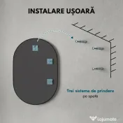 HOMCOM Oglindă pentru Baie cu Ramă din Aluminiu, 40x70 cm, Negru | Aosom Romania 