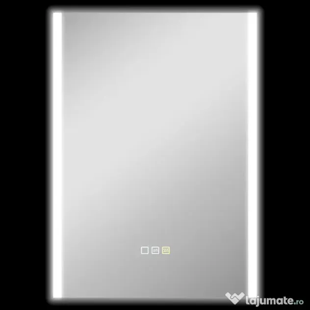 HOMCOM Oglindă de Baie cu Lumină LED în 3 Culori și Funcție Memorie, din Sticlă Temperată, 70x50x3 cm, Argintiu
