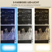 HOMCOM Dulap pentru Bijuterii cu Oglindă Rotativă 360°, Lumină LED Reglabilă, Încuietoare și Rafturi, 37x40x165,5 cm, Negru 