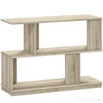 HOMCOM Măsuță de cafea modernă în formă de S cu 4 rafturi 90x30x61 cm Lemn