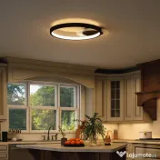 HOMCOM Lampă de tavan LED Modernă de 40W cu 2 Inele și Lumină Reglabilă, Negru