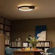 HOMCOM Lampă de tavan LED Modernă de 40W cu 2 Inele și Lumină Reglabilă, Negru