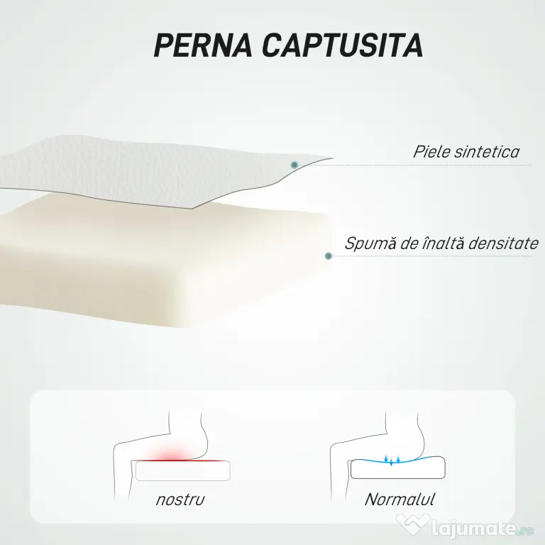 HOMCOM Scaun de Birou Reglabil pe Înălțime cu Tapițerie cu Nasturi Alb | Aosom Romania