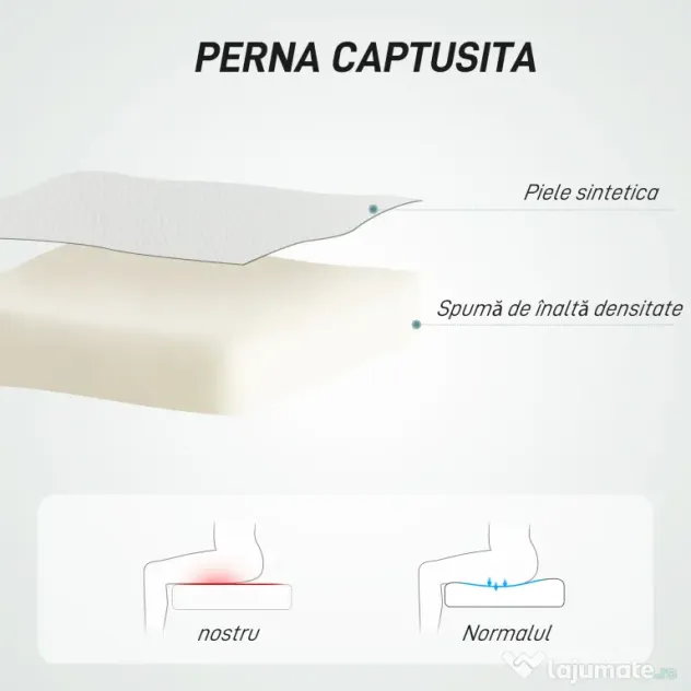 HOMCOM Scaun de Birou Reglabil pe Înălțime cu Tapițerie cu Nasturi Alb | Aosom Romania