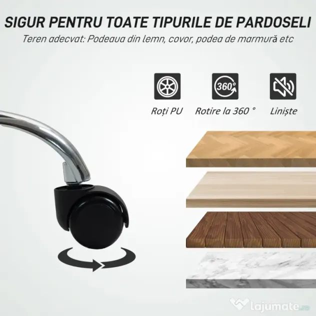 HOMCOM Scaun de Birou Reglabil pe Înălțime cu Tapițerie cu Nasturi Alb | Aosom Romania