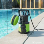 Outsunny Pompa de evacuare a apelor murdare/proaspete debit 9000L/h 400W adancime max. 15m intrerupator de plutire 16x14x27cm verde 