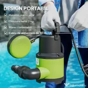 Outsunny Pompa de evacuare a apelor murdare/proaspete debit 9000L/h 400W adancime max. 15m intrerupator de plutire 16x14x27cm verde 
