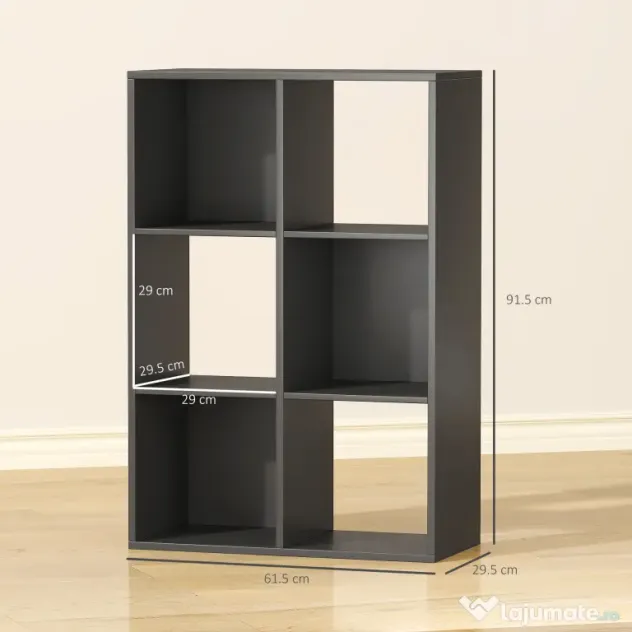 HOMCOM Bibliotecă Modernă Modulară cu 6 Compartimente din PAL, Maro | Aosom Romania