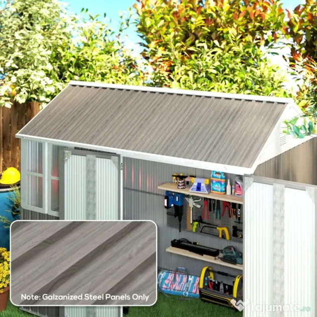 Outsunny Set 12 Panouri de Schimb 129x45 cm pentru Căsuțe de Grădină din Oțel Galvanizat Gri | Aosom Romania