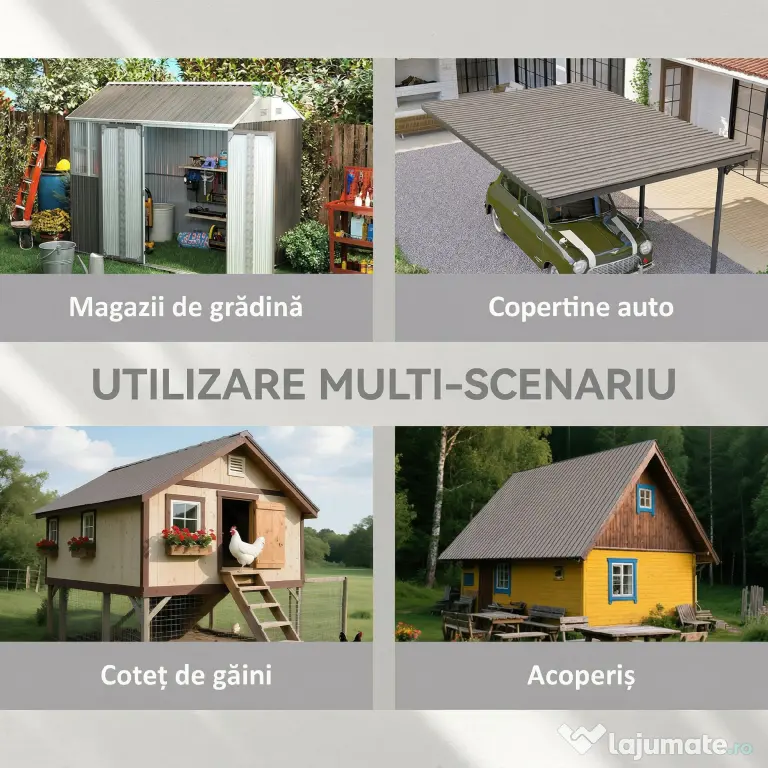 Outsunny Set 12 Panouri de Schimb 129x45 cm pentru Căsuțe de Grădină din Oțel Galvanizat Gri | Aosom Romania