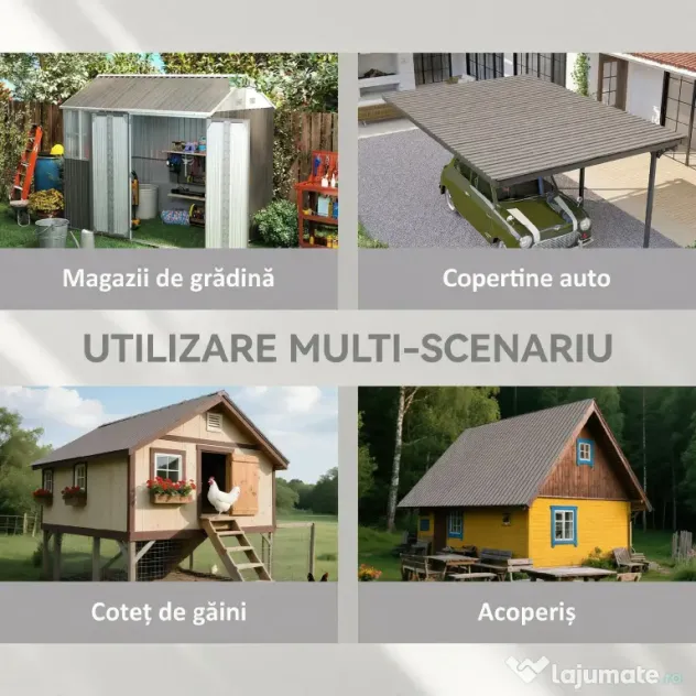 Outsunny Set 12 Panouri de Schimb 129x45 cm pentru Căsuțe de Grădină din Oțel Galvanizat Gri | Aosom Romania