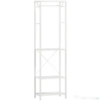 HOMCOM Cuiere de Intrare cu Suport pentru Încălțăminte, Bară pentru Haine, 4 Cârlige, Raft Superior și 2 Rafturi pentru Încălțăminte, 52x30x180 cm, Alb | Aosom Romania