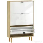 HOMCOM Dulap Slim Modern pentru Pantofi, cu 3 Sertare Rabatabile pentru 24 de Perechi, 80x24x127 cm, Alb