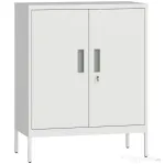 HOMCOM Dulap de Birou din Oțel cu 2 Rafturi Reglabile cu Sistem de Încuiere și 2 Chei, 80x40x100 cm, Alb | Aosom Romania