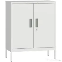 HOMCOM Dulap de Birou din Oțel cu 2 Rafturi Reglabile cu Sistem de Încuiere și 2 Chei, 80x40x100 cm, Alb | Aosom Romania
