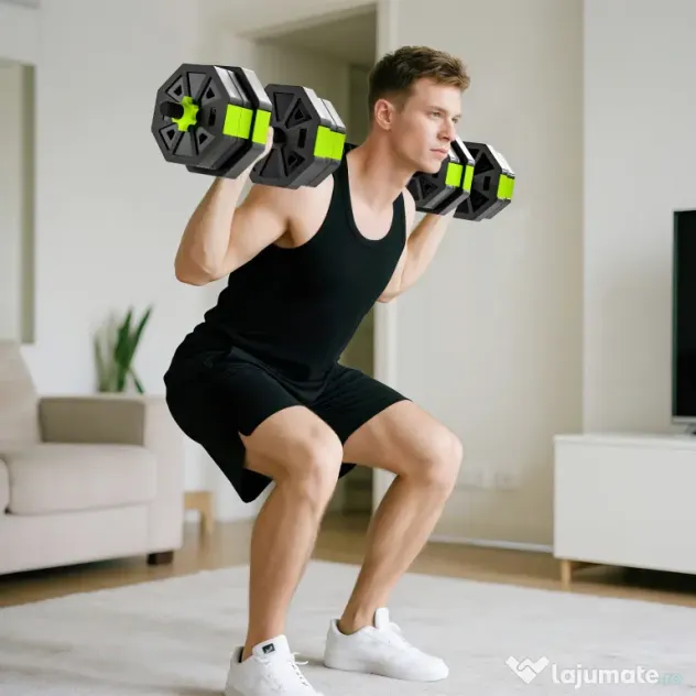 SPORTNOW Set Greutăți Sală 6-în-1, Multifuncțional, 20 kg, Plastic și Nisip, 125x18x18 cm, Verde | Aosom Romania